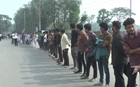 ছাত্রদল নেতার হাতে শিক্ষক লাঞ্চিত, শিক্ষার্থীদের মানববন্ধন