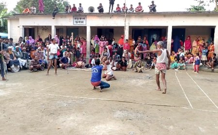 উল্লাপাড়ার ভদ্রকোলে অনুষ্ঠিত হলো ঐতিহ্যবাহী লাঠিবাড়ি খেলা