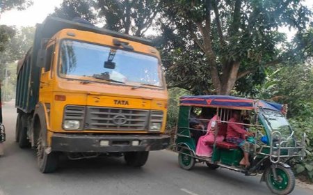 রুস্তমপুর-আড়ানী রোডে বেপরোয়া ট্রাক চলাচল, আতঙ্কে এলাকাবাসী
