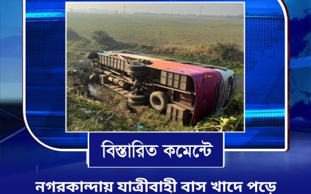 নগরকান্দায় যাত্রীবাহী বাস খাদে পড়ে নিহত ২, আহত ৩০