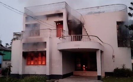 জামালপুরে মেহের আফরোজ শাওনের বাড়িতে আগুন