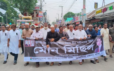 কুড়িগ্রামে জুলাই-আগষ্ট গণঅভ্যুত্থানের বীর শহীদদের স্মরণে জেলা বিএনপির মৌন মিছিল অনুষ্ঠিত