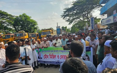 জুলাই অভ্যুথানের শহীদদের স্মরনে নগরকান্দায় বিএনপির মৌন মিছিল