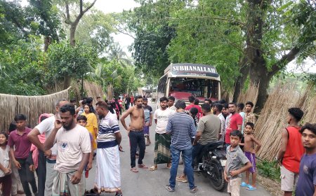 নগরকান্দায় বাসচাপায় নারীর মর্মান্তিক মৃত্যু, বিক্ষুব্ধ জনতার ভাঙচুর