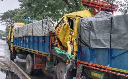 নাটোরে ট্রাকের পেছনে আরেক ট্রাকের ধাক্কায় নিহত ১