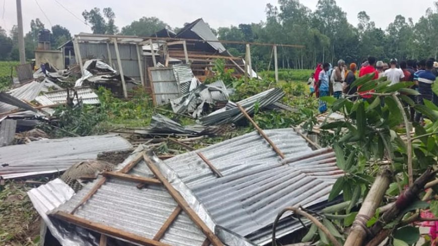 সিরাজগঞ্জে কয়েক মিনিটের টর্নেডোতে লণ্ডভণ্ড ৪ গ্রামের অর্ধশত বসতবাড়ি