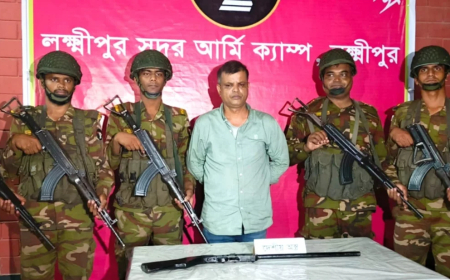 লক্ষ্মীপুরে অস্ত্রসহ যুবদল নেতা আটক, সহযোগীর বাড়িতে মিললো মাদক