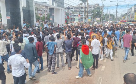 বরিশালে স্বাস্থ্যসেবা সংস্কার আন্দোলনে হামলার ঘটনায় শিক্ষার্থীদের বিক্ষোভ