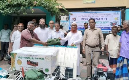 নীলফামারীতে কৃষকদের বিনামূল্যে কৃষি যন্ত্র বিতরণ