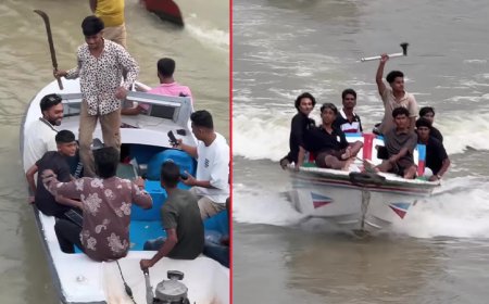 কুমার নদে অস্ত্র হাতে কিশোর-তরুণদের নাচানাচি, ভিডিও ভাইরাল