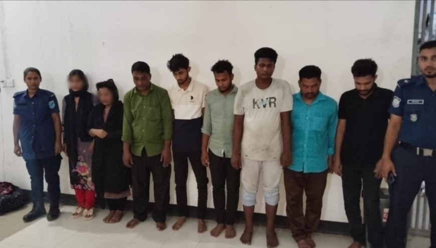 আশুলিয়ায় আবাসিক হোটেল থেকে নারীসহ আটক ৮