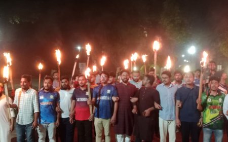 তিস্তা মহাপরিকল্পনা বাস্তবায়নের দাবিতে ইবিতে মশাল মিছিল