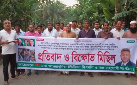 ঝালকাঠিতে সাবেক ছাত্রনেতা গোলাম আজমের গাড়িবহরে হামলার প্রতিবাদে বিক্ষোভ মিছিল