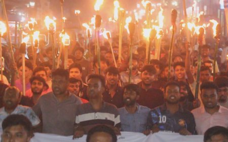 জগন্নাথ বিশ্ববিদ্যালয় ছাত্রদল নেতা জুবায়েদ হত্যার প্রতিবাদে পাবনায় মশাল মিছিল