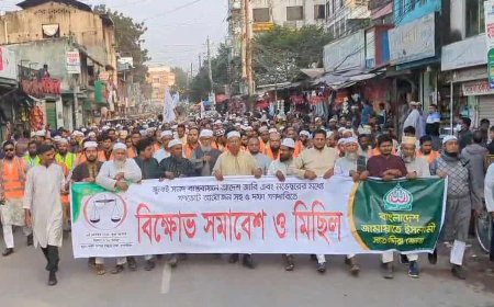 নভেম্বরে গণভোটসহ ৫ দাবিতে সাতক্ষীরায় জামায়াতের বিক্ষোভ