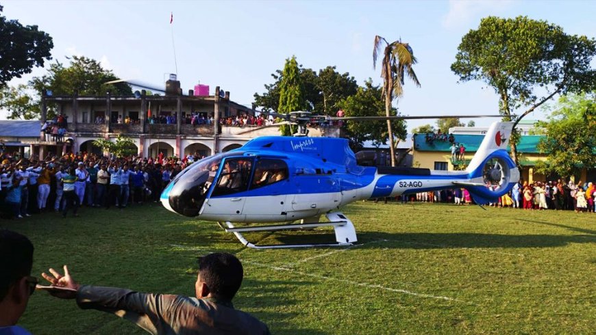 দলীয় মনোনয়ন না পেলেও হেলিকপ্টারে এসে গণসংযোগ করলেন বিএনপি নেতা