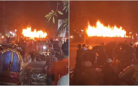 রাজধানীতে চলন্ত বাসে আগুনের ঘটনায় ছাত্রদলের প্রতিবাদ মিছিল