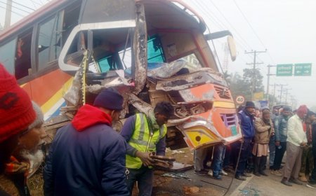 বগুড়ায় বাস-ট্রাক মুখোমুখি সংঘর্ষ, ট্রাকচালকের অবস্থা আশঙ্কাজনক