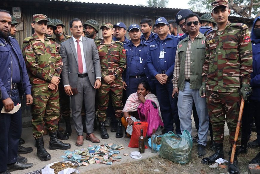 জয়পুরহাটে গাঁজা ও নগদ টাকাসহ নারী মাদক ব্যবসায়ী আটক